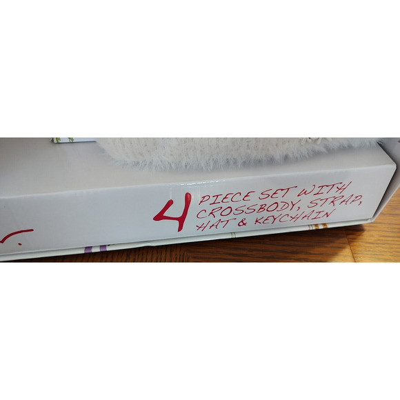 NEW Betsey Johnson Gift Boxed 4 Pc Set Apres Hat, Handbag, strap, keychain - Picture 3 of 8